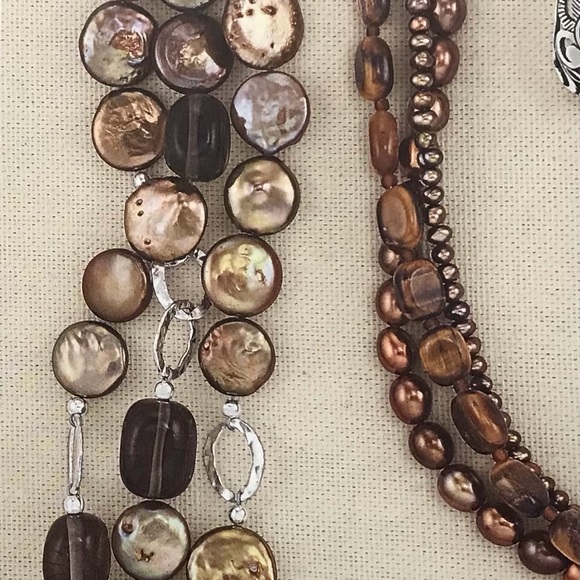 Silpada Sterling Silver Bronze Coin Pearl Bracelet toggle clasp. - Picture 6 of 6